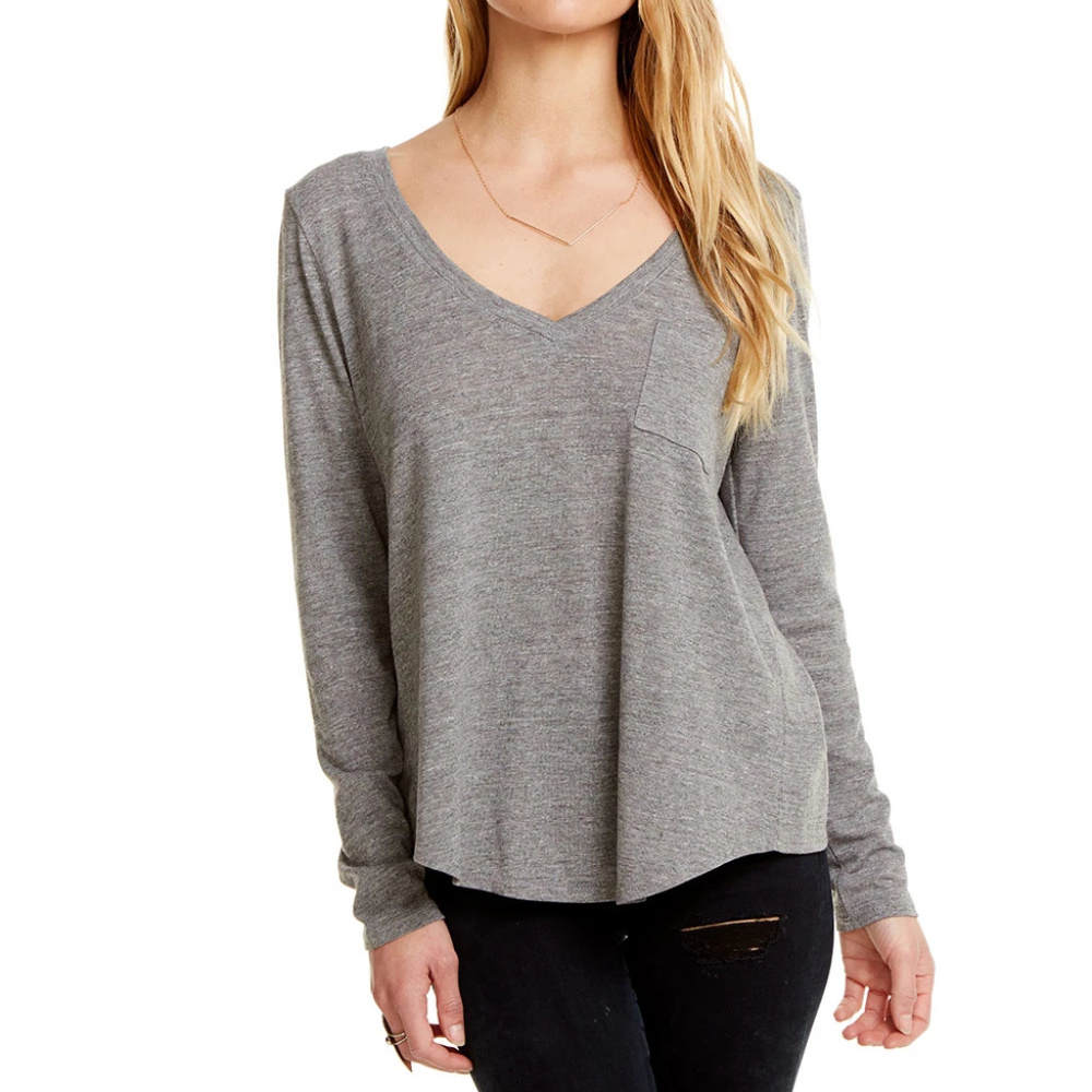 NWT TRIBLEND L/S V NECK TULIP BACK SHIRTTAIL TEE